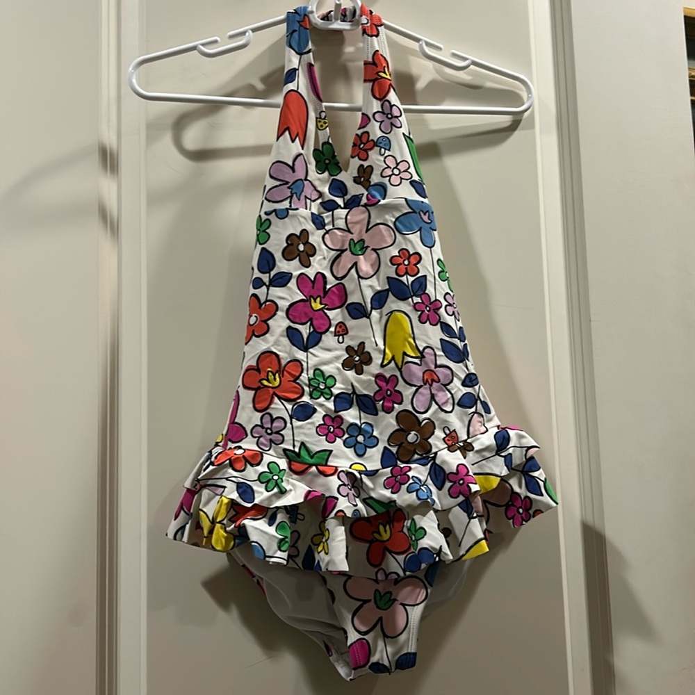 Hanna Anderrson Floral Halter Ruffle One Piece Flower bathing suit size US 12